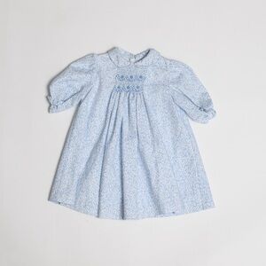 Luli and Me Blue Floral Smocked Dress